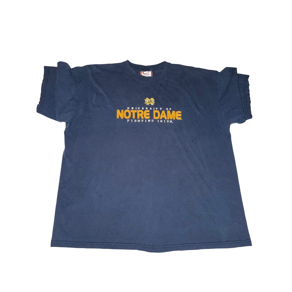 Notre Dame Y2K T Shirt Mens‎ XXL Navy Blue Puff Print Fighting Irish